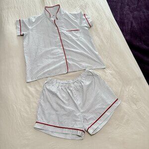 Women's pajama set striped button down. Shirt and shorts. Size S